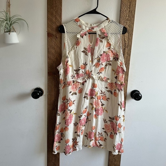 Skylar + Jade Floral Ruffle Layered Dress Plus Size 1X Women’s Cream Boho - Picture 1 of 10